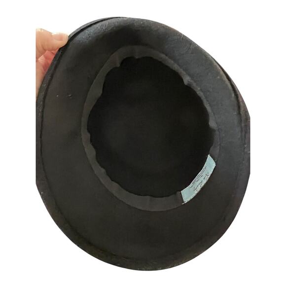 Kate Landry Womans Cloche Hat Black Boho Bow Accent 100% Wool Retro - Picture 9 of 9